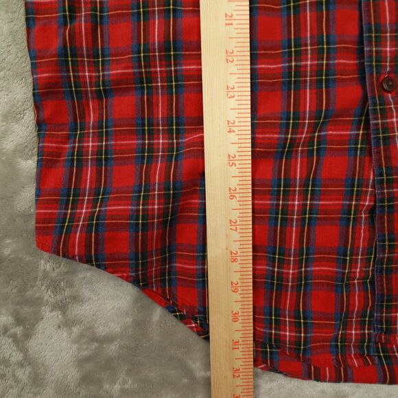 Chaps Ralph Lauren Vintage Men's Red Navy Blue Plaid Button Up Shirt Size Medium - Picture 6 of 8